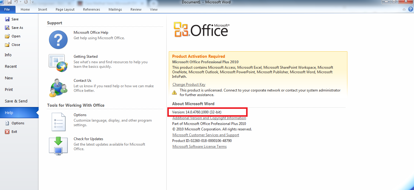 Microsoft office 2010 key